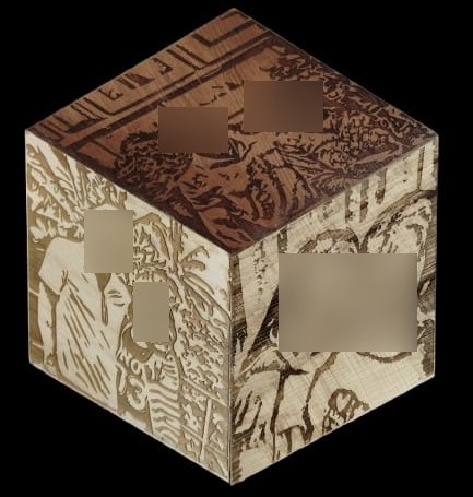 Laser engraved wood tesselation